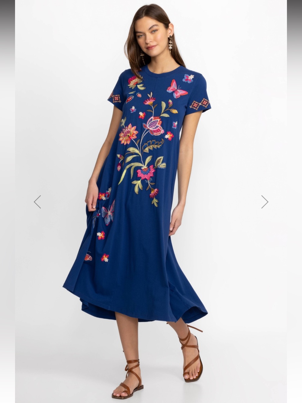 JOHNNY WAS women’s plus size sailor blue GRACEY CREW NECK SWING DRESS size xxl